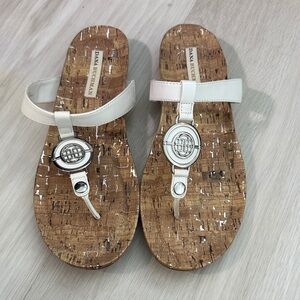 Dana Buchman White Sandals with Silver Detail